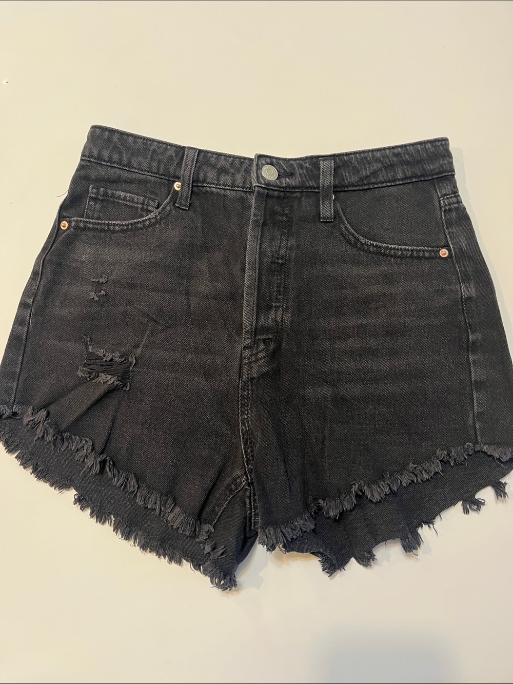 wild fable Black High-Rise Distressed Denim Shorts